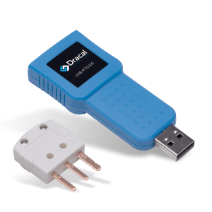 RTD300: USB adapter for any Pt-100 RTD probe for temperature measurement - Front view - With connector